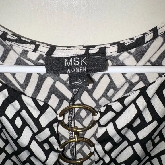MSK Women Black and White Casual Dress 1X - Picture 4 of 6